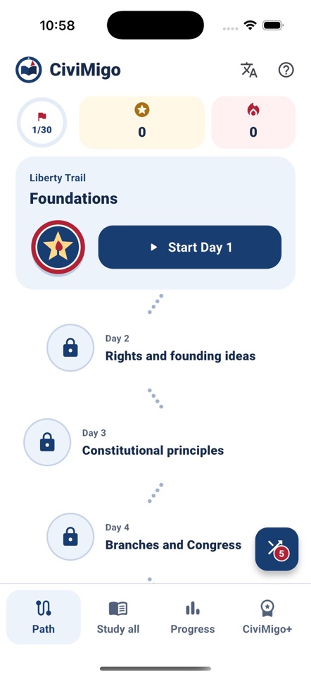 CiviMigo's guided Liberty Trail study path